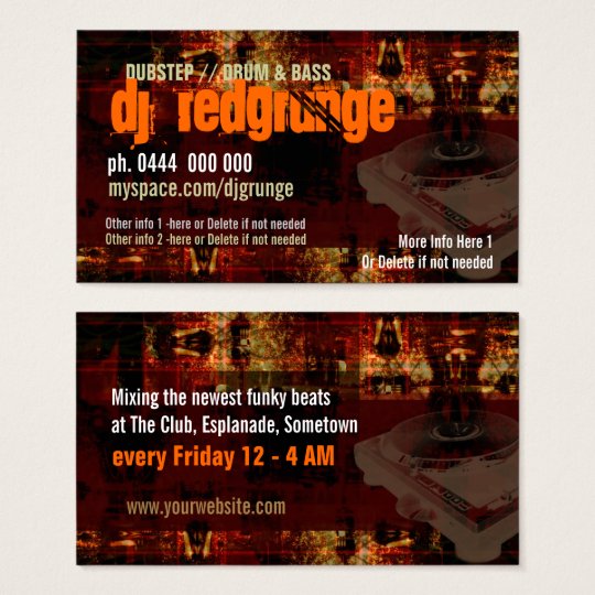 Dj Grunge Turntable Business card