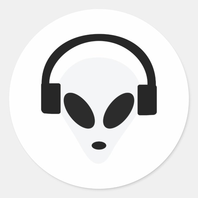 dj headphone alien area 51 classic round sticker (Front)
