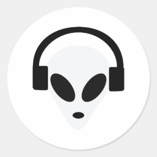 dj headphone alien area 51 classic round sticker