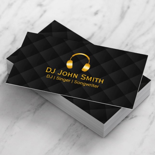 DJ Headphones icon Luxury Black & Gold Business Card (Creator Uploaded)