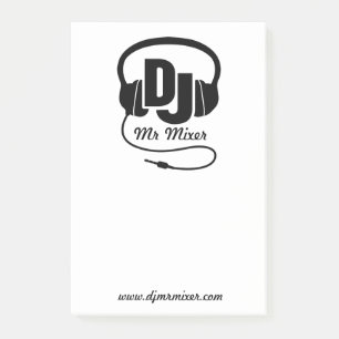 DJ headphones music request post it notes
