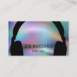 DJ headphones on faux holographic Business Card