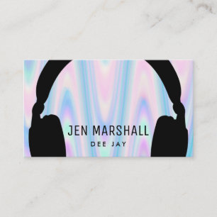 DJ headphones on faux iridescent design Business Card