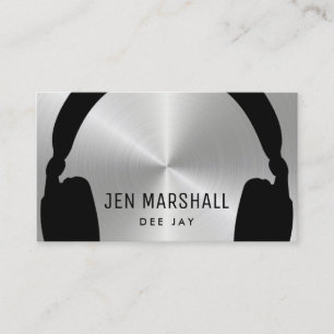 DJ headphones on faux metallic effect Business Card