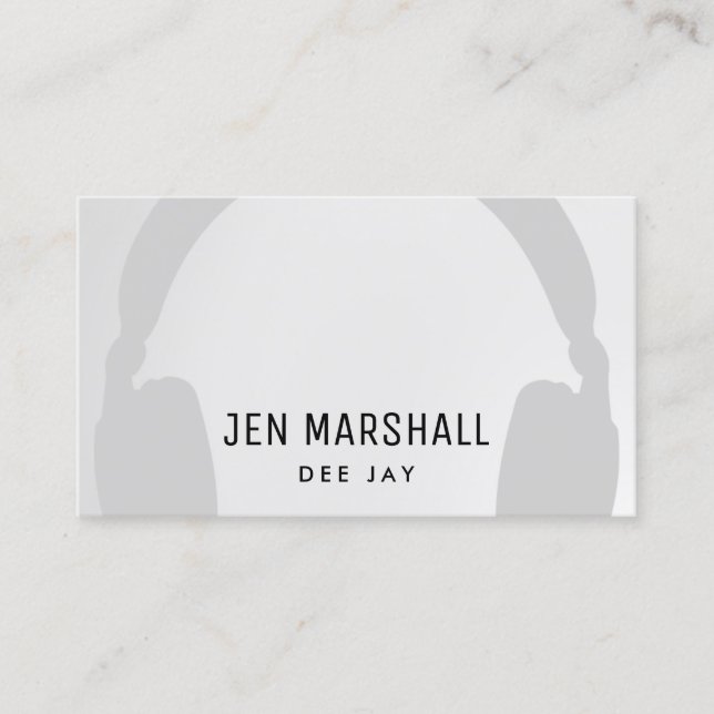 DJ headphones on grey background Business Card (Front)