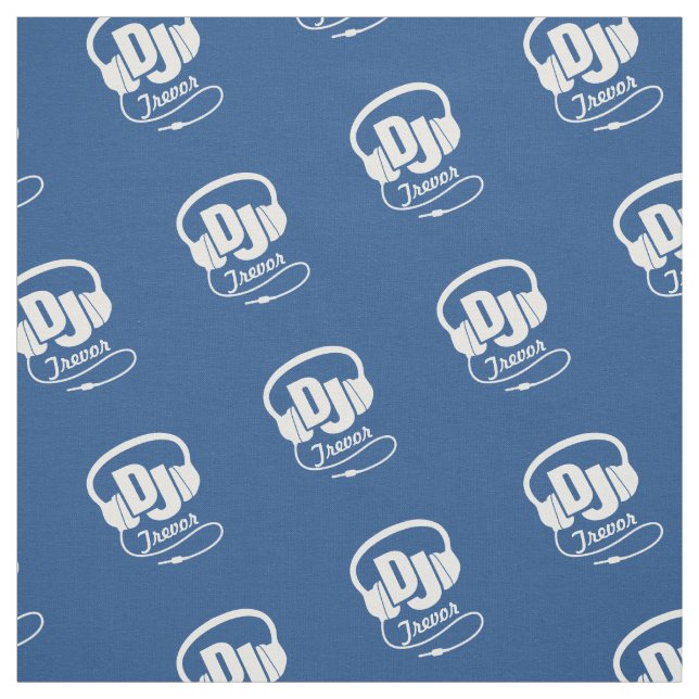 DJ headphones personalised name blue fabric (Swatch)