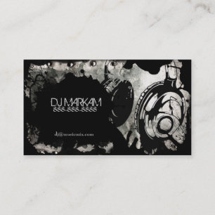 DJ Headphones & Splatter on Metal Business Cards