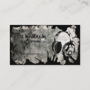 DJ Headphones & Splatter on Metal Business Cards