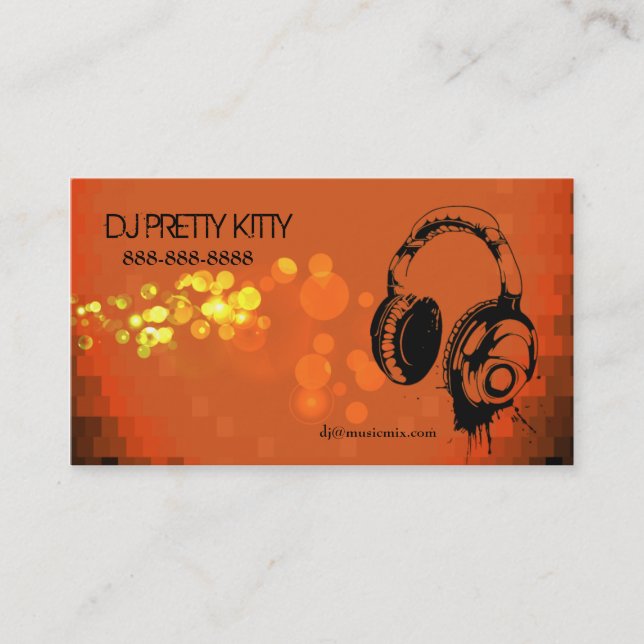 DJ Headphones with Colourful Lights Business Cards (Front)