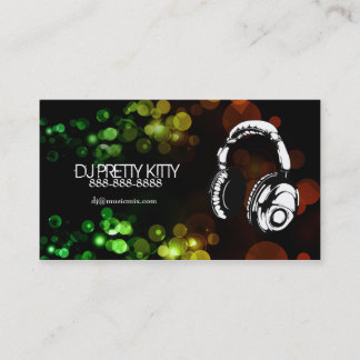 DJ Headphones with Colourful Lights Business Cards