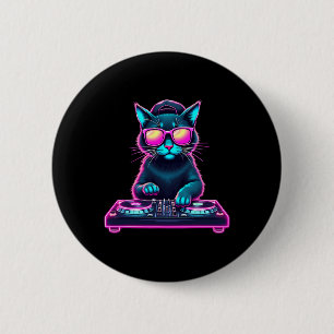 Dj House Cat Rainbow Dj Cat Kitty 6 Cm Round Badge