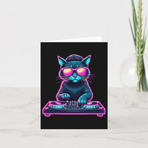 Dj House Cat Rainbow Dj Cat Kitty  Card