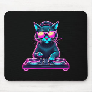 Dj House Cat Rainbow Dj Cat Kitty Mouse Mat