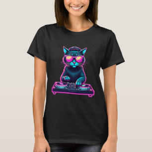 Dj House Cat Rainbow Dj Cat Kitty  T-Shirt