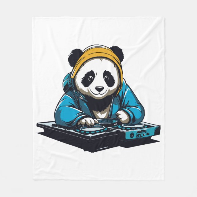 DJ Kawaii Panda Fleece Blanket (Front)