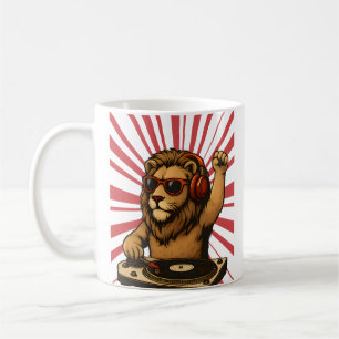 DJ Lion – Cool Retro Style Music Art Coffee Mug