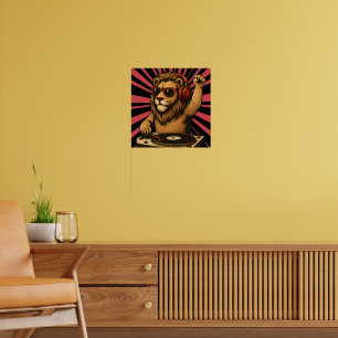 DJ Lion – Cool Retro Style Music Art Poster