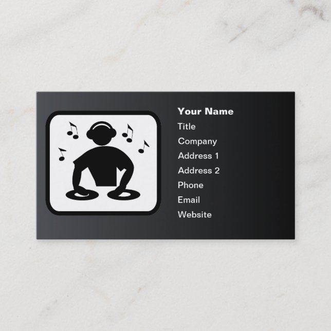 DJ Logo Customisable Black Business Card (Front)
