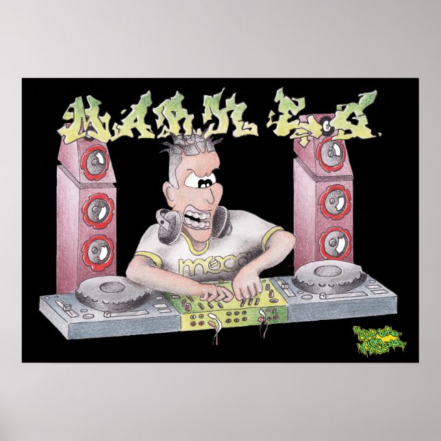 DJ mark e g graffiti cartoon print/poster Poster (Front)