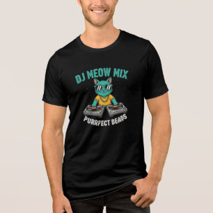 DJ Meow Mix Purrfect Beats Funny Cat T-Shirt Tri-Blend Shirt