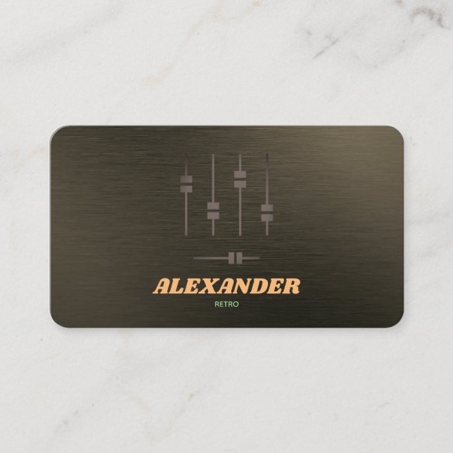 DJ Metallic Faux 2019 DJ Logo Business Card (Front)
