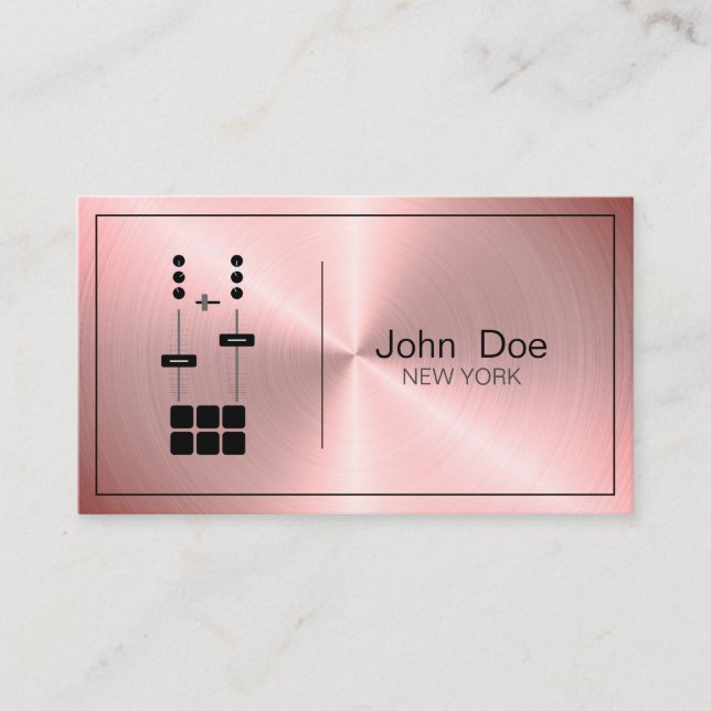 DJ Mixer Rose Gold Faux Business Card (Front)
