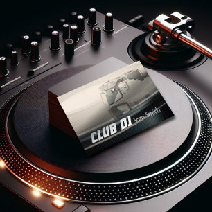 DJ Modern Metalic Stylish Vinyl Recoder Mixer Business Card