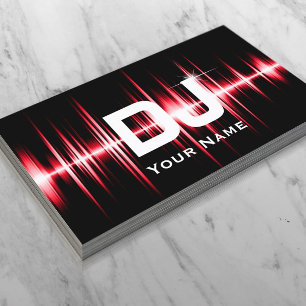 DJ Modern Red Beats Professional Deejay Music Business Card