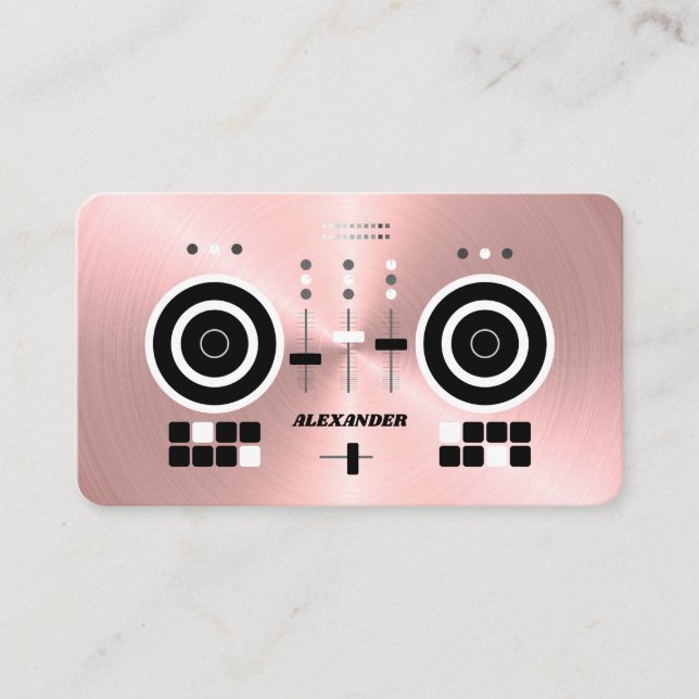 DJ Modern Rose Gold-Tone Faux 2019 Business Card (Front)