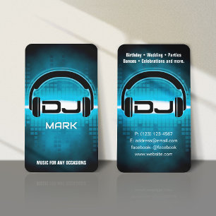 DJ Modern Sky Blue Business Card (Vertical card)