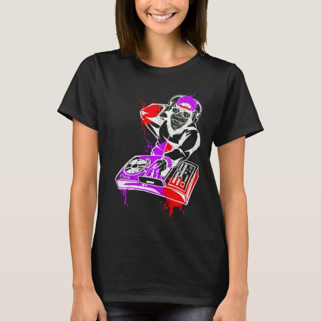 DJ Monkey Music Party Fun Sunglasses Dance Party M T-Shirt (Front)