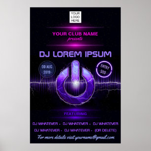 DJ Music and Dance Gig add photo and logo invite Poster