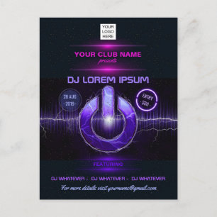 DJ Music and Dance Gig Postcard