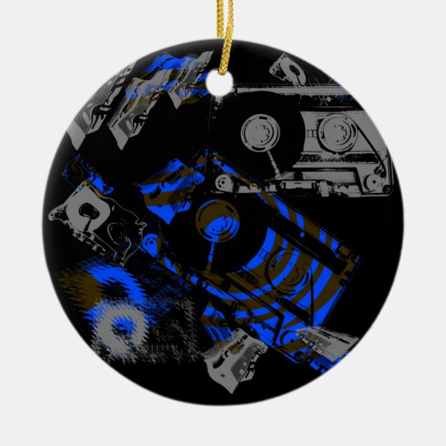 DJ Music Cassette Ceramic Tree Decoration (Front)