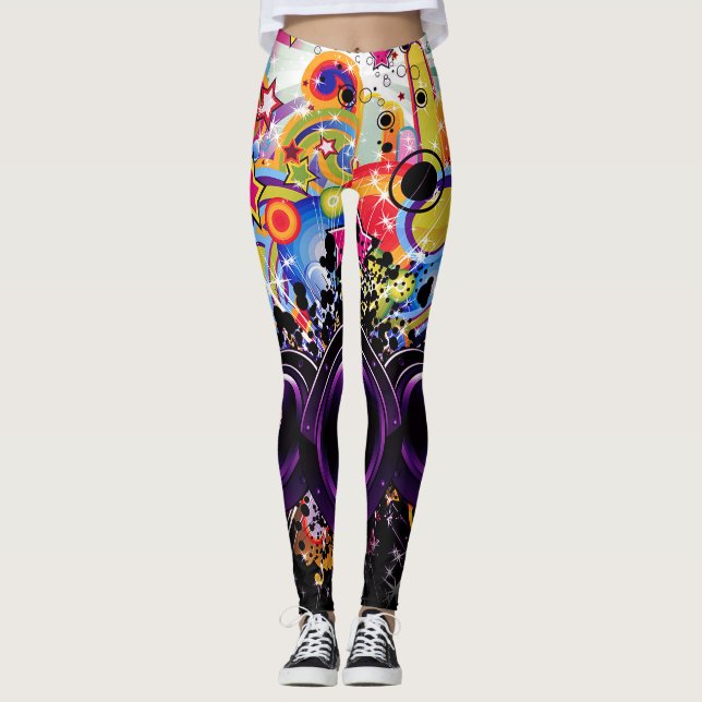 DJ Music Colourful Modern Speakers Musical Funky Leggings (Front)