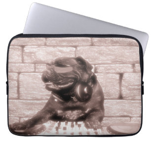 DJ music dog bulldog tech photo Laptop Sleeve