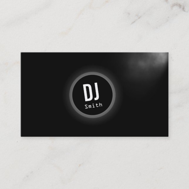 DJ Music Elegant Dark Monogram Business Card (Front)