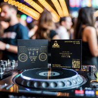 Dj Music Events Modern Minimal Black Gold Mixer QR