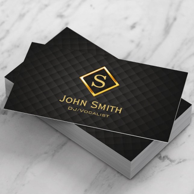 DJ Music Gold Diamond Monogram Deejay Business Card (Creator Uploaded)
