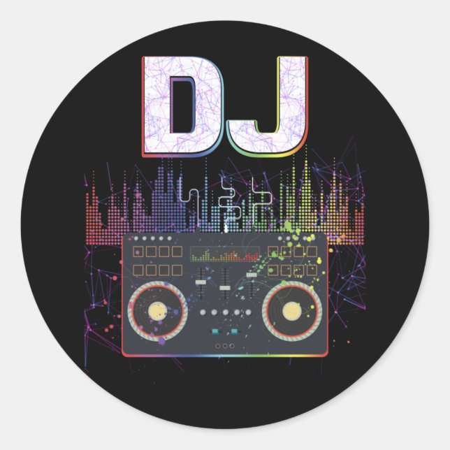 Dj Music Lover Music Player Sound Cool Classic Round Sticker (Front)