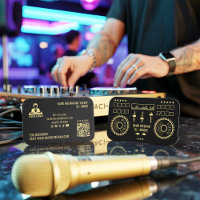 Dj Music Modern Minimal Black and Gold Turntable