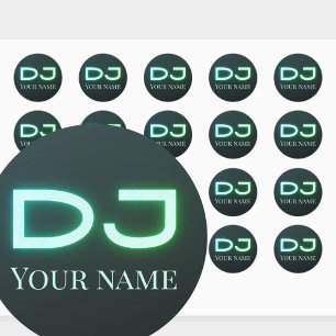 DJ music outfit personalizable promotional Classic Round Sticker