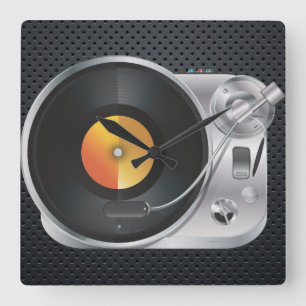 DJ Music Player Square Wall Clock