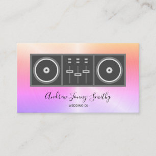 DJ Music Turntable & DJ Mixer Logo - Party Rainbow Business Card