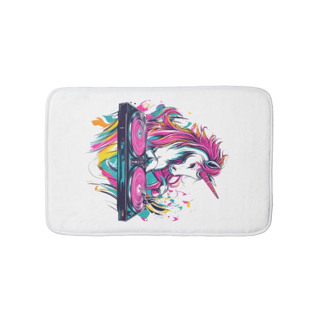 DJ Music Unicorn (1) Bath Mat (Front)