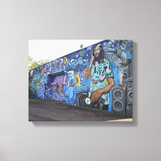 DJ music wall Graffiti Street art,urban real Canvas Print (Front)