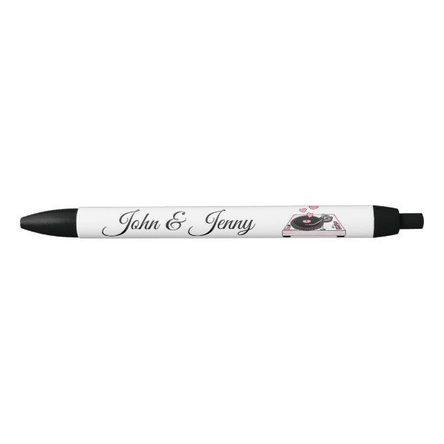 DJ Musician Custom Wedding Favour Gift Black Ink Pen (Front)