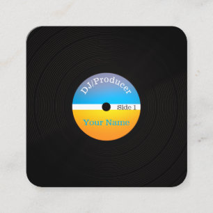 DJ musician production retro professional cover Square Business Card
