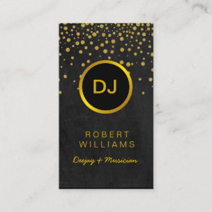 DJ Musician Professional Music Teacher Gold Black Business Card