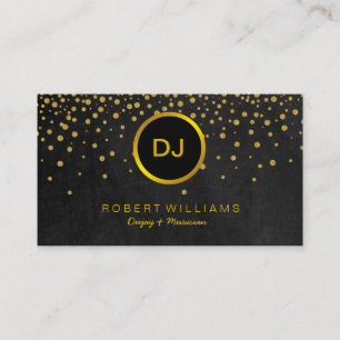 DJ Musician Professional Music Teacher Gold Black Business Card
